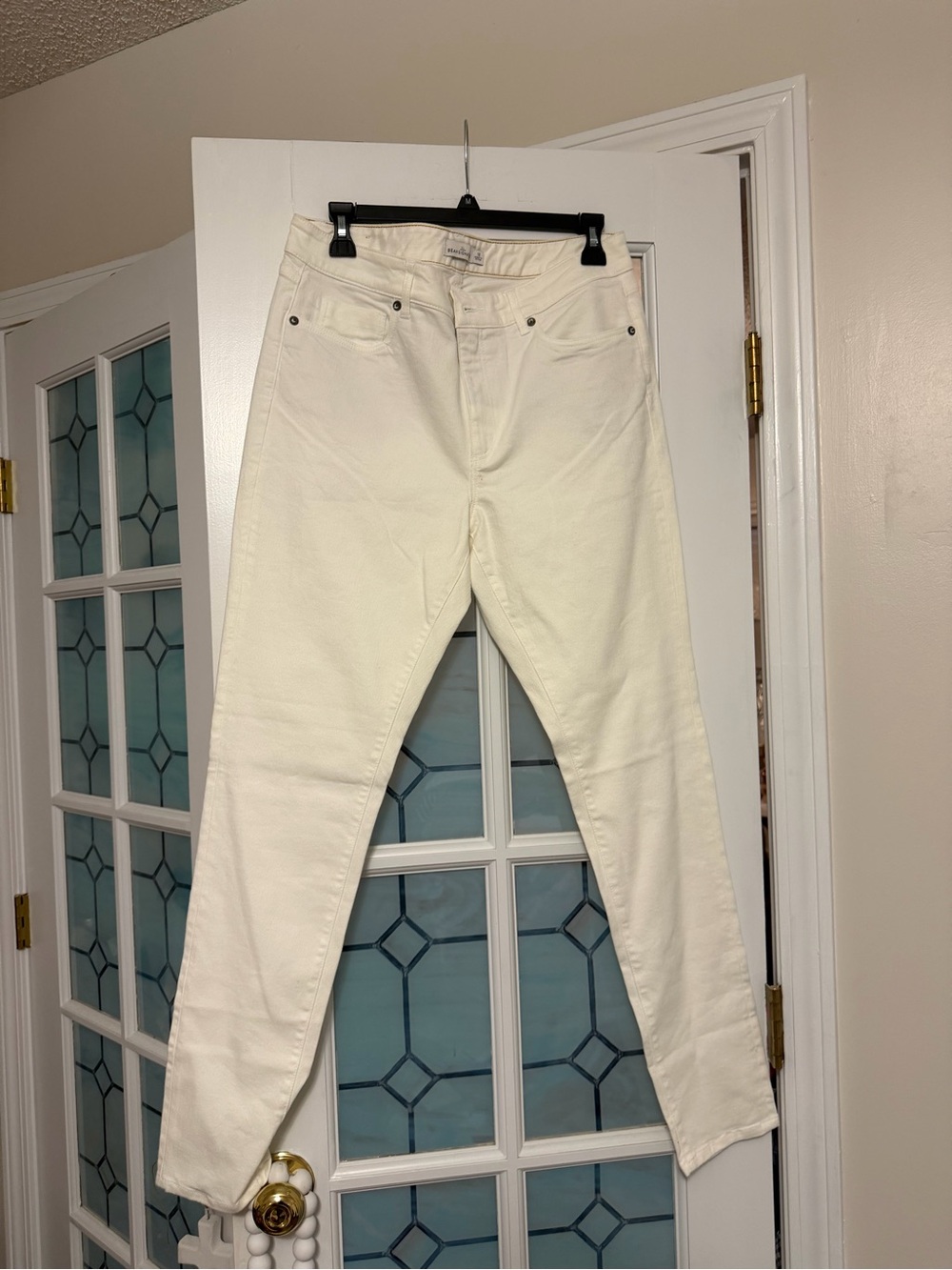 L.L. Bean Straight-Leg Cream Jeans